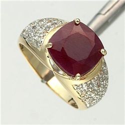 3.0 Ctw. Ruby & Diamond Ring - 10ky Gold