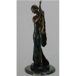 "Standing Girl With Peacock" Bronze Sculpture - Michael S.