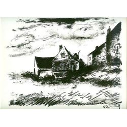 Vlaminck Original Lithograph  Potiniere At Rueil 