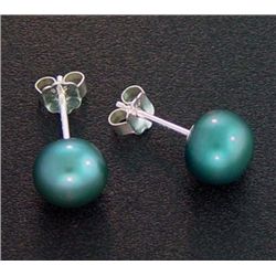 7 Mm Indigo Blue Pearl Stud Earrings