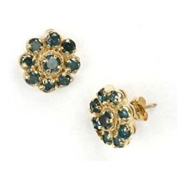 1.50 Ctw. Blue Diamond Earrings In 14ky Gold Setting