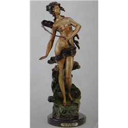 "Nova Lady With Scarf" Bronze Sculpture - A. Moreau