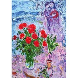 Marc Chagall "Red Bouquet With Lovers"