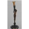 "Female Candlestick" Bronze Sculpture Lamp - A. Moreau