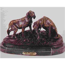 "Groupe Chiens Au Repos" Bronze Sculpture - Mene