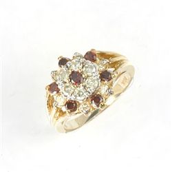 1.25 Ctw. Red & White Diamond Ring In 10ky Gold Setting