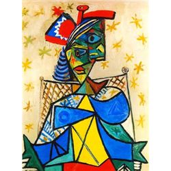 Picasso  Seated Woman With Red And Blue Hat 