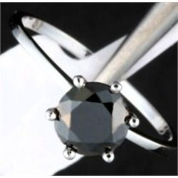 1.50 Ct. Black Diamond Solitaire Ring - 14kw Gold Ring