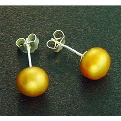 7 Mm Gold Pearl Stud Earrings