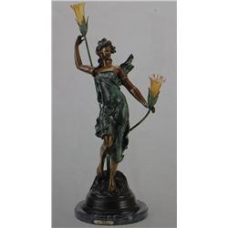 "Diane" Bronze Sculpture Lamp - A. Moreau