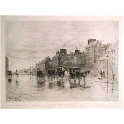 Buhot "Matinée D'hiver Au Quai De L'hôtel-Dieu"