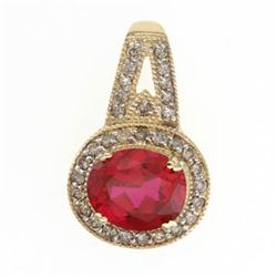 5.0 Ctw. Ruby & Diamond Pendant In 10ky Gold