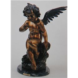 "Angel With Wings" Bronze Sculpture - Houdon