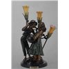 "Boy & Girl With Ball" Bronze Sculpture Lamp - A. Moreau
