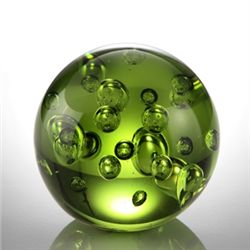 Art Glass Green Bubble Sphere 3.5  Dia