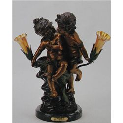  Confidence  Bronze Sculpture Lamp - A. Moreau