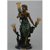 Image 1 : "Seated Woman On Tree" Bronze Sculpture Lamp - A. Moreau