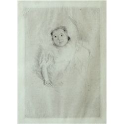 Mary Cassatt Etching And Aquatint "Margot Wearing A Bonnet, No.1"