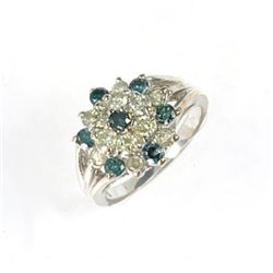 1.25 Ctw. Blue & White Diamond Ring In 10kw Gold