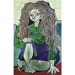 Picasso  Woman Sitting Cross Legged On Pillows 