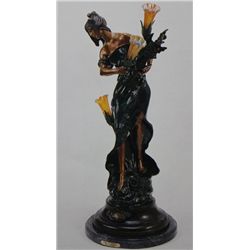  Lady With Wheat  Bronze Sculpture Lamp  - A. Moreau