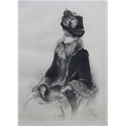 Rodolphe Piguet Original Drypoint (Portrait De Femme)