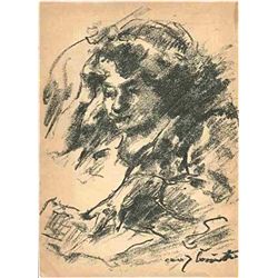 Lovis Corinth Original Lithograph  Weiblisher Studienkopf I 