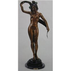 "Nude With Scarf" Bronze Sculpture - Nardini