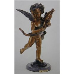  Angel With Dolphin  Bronze Sculpture - A. Moreau