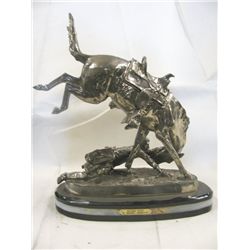 22% Real Silver "Bronco Twister" Sculpture