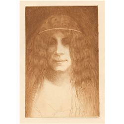 Henri Guerard Original Etching  Tête De Jeune Fille 