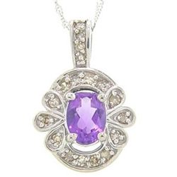 1 Ctw Amethyst & Diamond Pendant