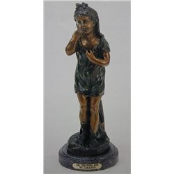 "Girl Throwing Kiss" Bronze Sculpture - Lebaiser