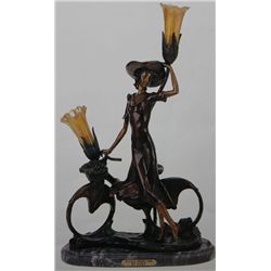  The Bicycle Spring Time  Bronze Sculpture Lamp Inspired - Icart