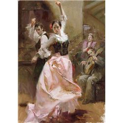 Pino Hand Signed Giclee On Canvas  Dancing In Barcelona 