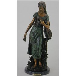  Standing Mandolin Woman  Bronze Sculpture  - A. Moreau