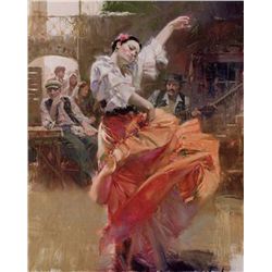 Pino Hand Signed Giclee On Canvas  Flamenco In Red 