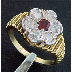 1.50 Ctw Diamond & Garnet Ring In 10ky Gold