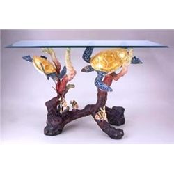 Turtle Bronze Sculpture Console Table