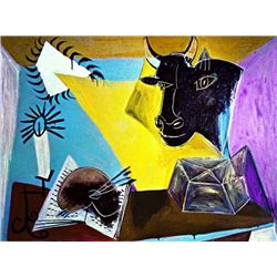 Picasso  Still Life With Candle,Palette And Black Bull's Head 