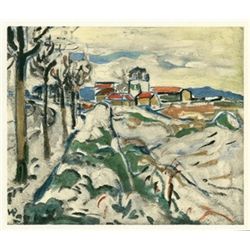 Vlaminck Original Lithograph  Hills At Chatou 