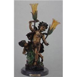 "Torch Boy" Bronze Sculpture Lamp - A. Moreau