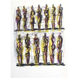 Moore Original Lithograph  Thirteen Standing Figures 