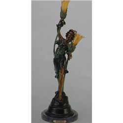 "Wine Dancer" Bronze Sculpture Lamp - A.  Moreau