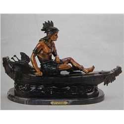 "Boy On The Boat" Bronze Sculpture - Russell