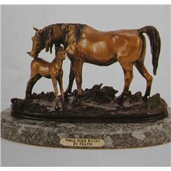 "Female Horse With Colt" Bronze Sculpture - Fratin