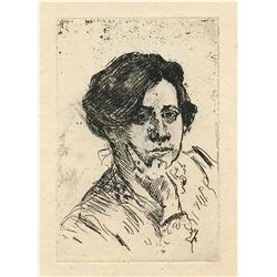 Lovis Corinth Original Etching "Frauenkopf"