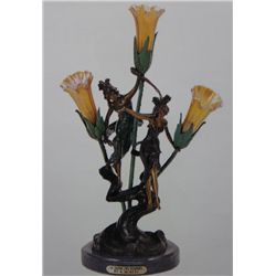 "La Danse Nymphs" Bronze Sculpture Lamp - A.  Moreau