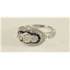 Image 1 : 14kt White Gold Diamond & Blue Sapphire Ring