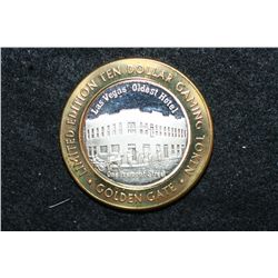 Golden Gate Hotel & Casino Limited Edition Two-Tone $10 Gaming Token "Las Vegas' Oldest Hotel", .999